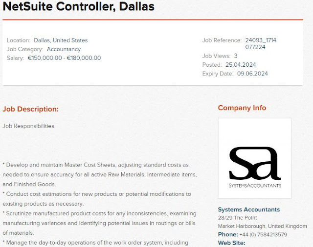 NetSuite Controller jobs Dallas United States