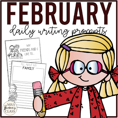 February writing templates for daily journal writing or a writing center in Kindergarten First Grade Second Grade