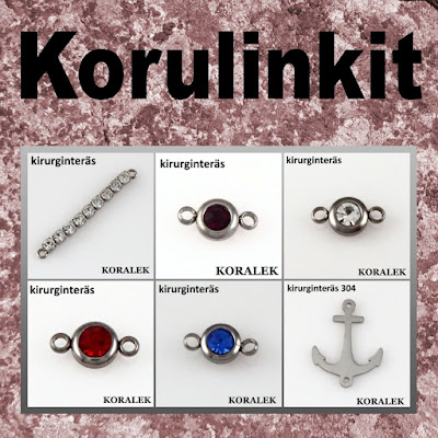 Korulinkit - korulinkki, kirurginteräs - korunosat korutarvikkeet - mikromakramee