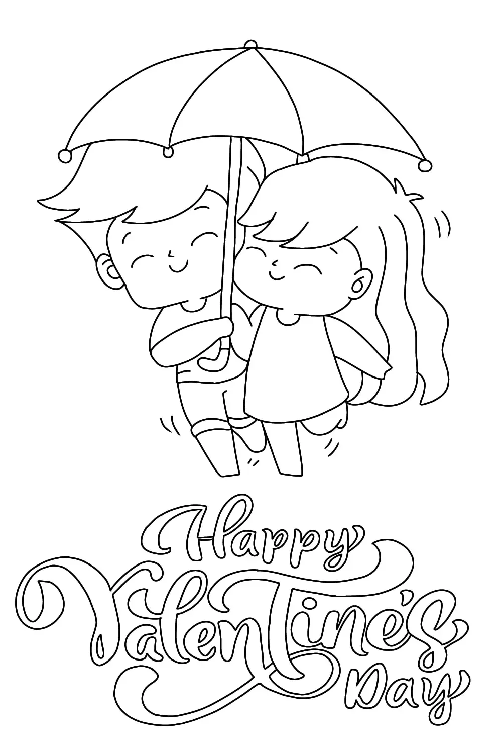 Cute kawaii valentine's day coloring page