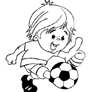 desenho de Menino jogando futebol