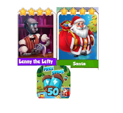 Daily Gold Coin And Spin Trade Lenny The Lefty  Santa Cards