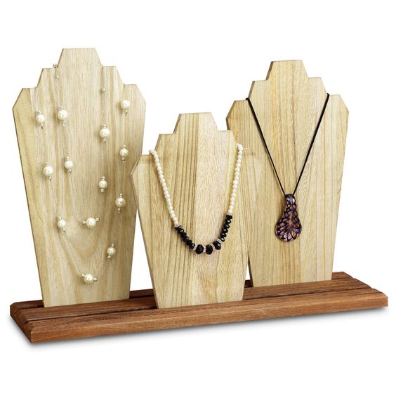 #WDN64 Wooden Necklace Holder Jewelry Display Bust Stand