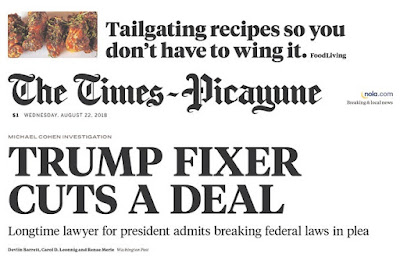 excerpt of front page Times-Picayune Aug 22 2018