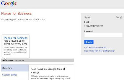 sign in with your Google account for adding your business in Google maps