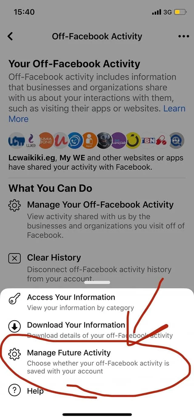 Off-Facebook Activity نشاط خارج الفيس بوك