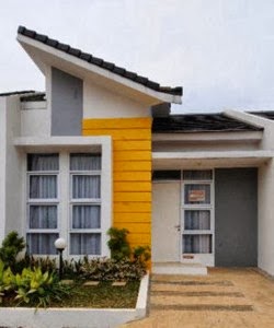 Kuning sebagai aksen pada fasad  rumah modern