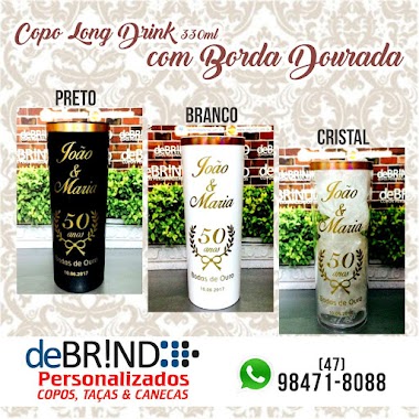 Copo com borda dourada personalizado 