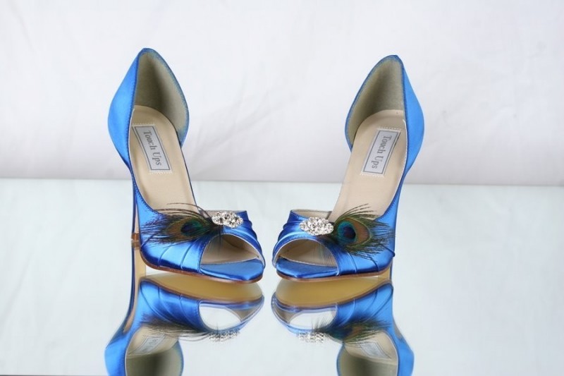 Sapphire Peacock Heel Blue Satin Wedding Shoes by Parisxox taken from HERE