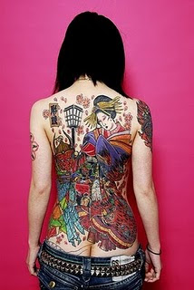 Japanese Geisha Back Piece Tattoo For Women