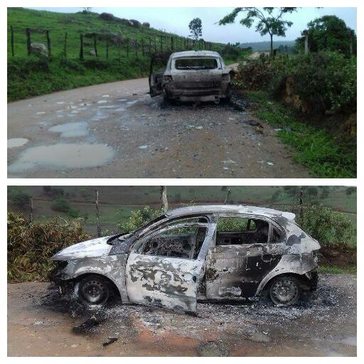 VEÍCULO É ENCONTRADO CARBONIZADO NA ESTRADA DE RAINHA ISABEL 