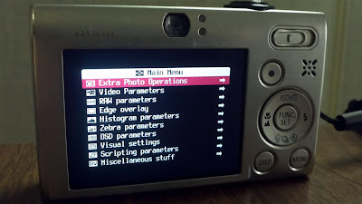 CHDK Main Menu, canon, screen view