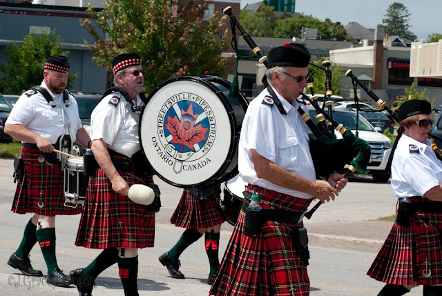 The Streetsville Pipe and Drum band participating in the 2015 Orillia Scottish Festival