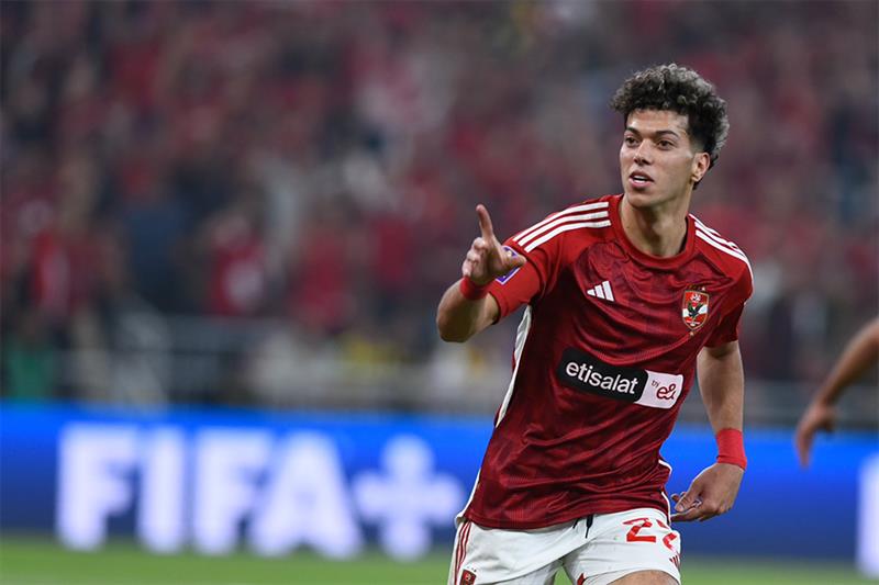 Ahly midfielder Emam Ashour celebrates after scoring against Ittihad Jeddah