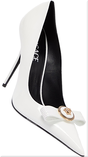♦Versace Gianni optical white bow-detail leather pumps #brilliantluxury