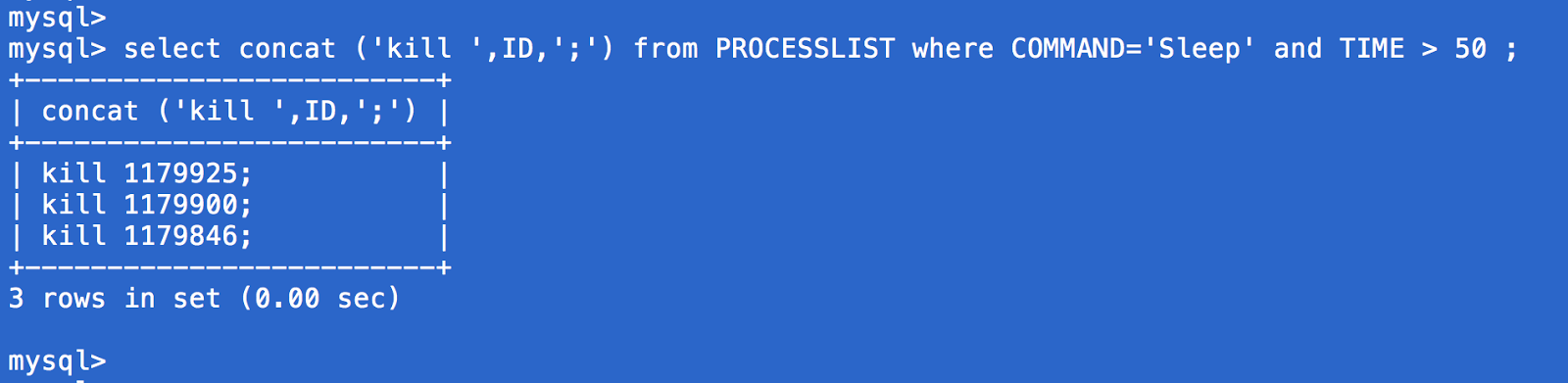 MySQL SHOW PROCESSLIST - mysqltutorial.<a name='more'></a> org