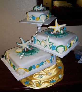 beach theme wedding cakes idea