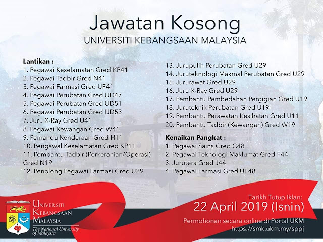 Jawatan Kosong di Universiti Kebangsaan Malaysia UKM