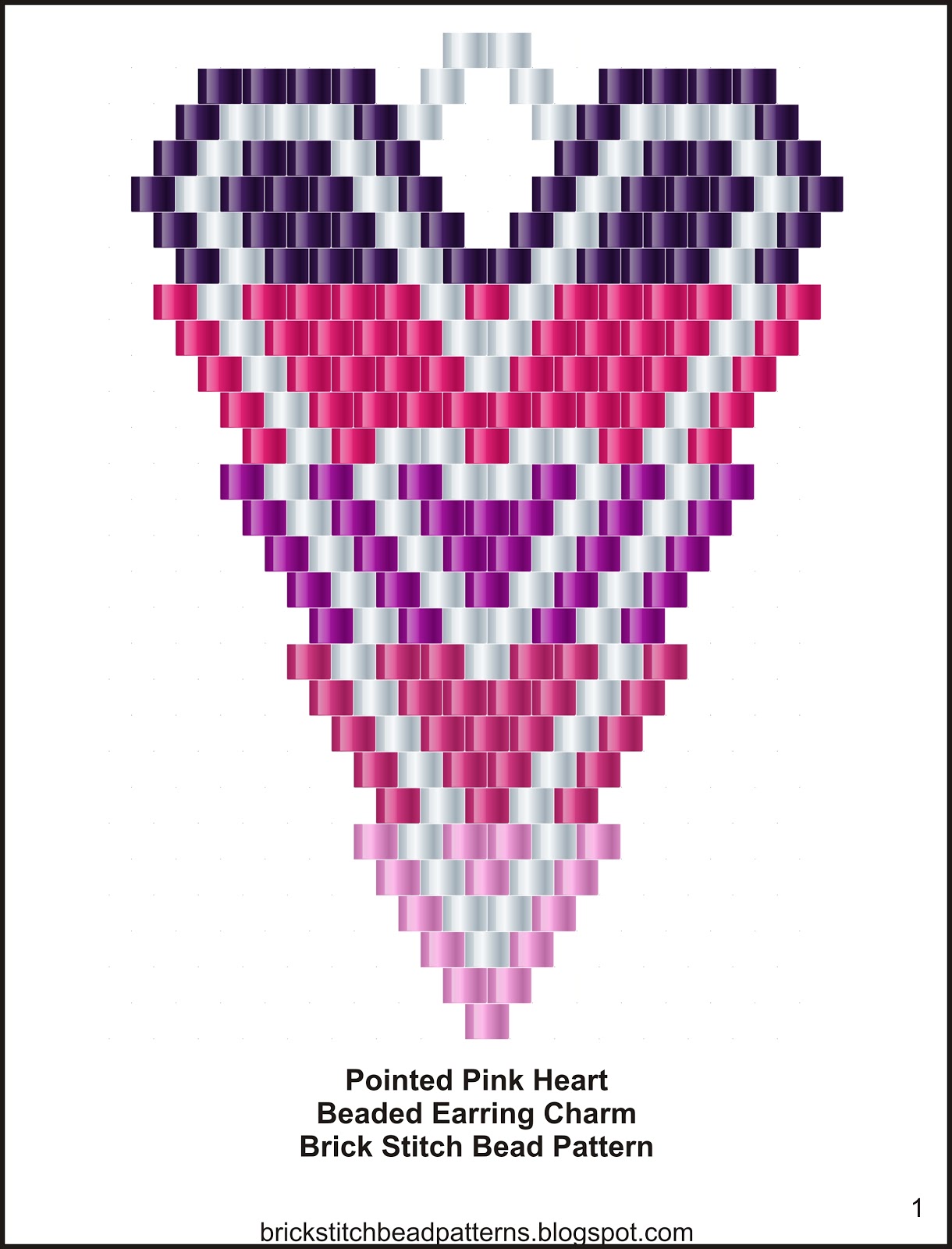 Brick Stitch Bead Patterns Journal: Pointed Pink Heart Brick Stitch