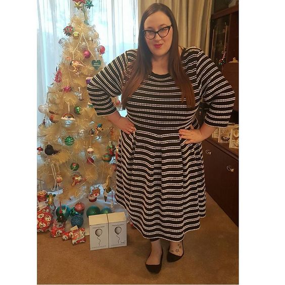 plus size Joanie Clothing Gigi Scallop Stripe Dress