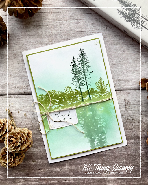 Stampin Up UK reflection technique grassy grove