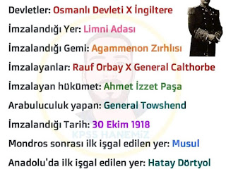 Mondros ateşkes antlaşması için kim arabuluculuk etmiştir