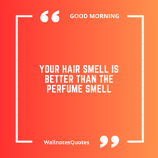 Good Morning Quotes, Wishes, Saying - wallnotesquotes -Your hair smell is better than the perfume smell.