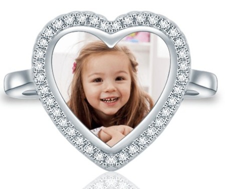 Adorable Custom Heart Photo Ring Sterling Silver (Price: $ 32.00)