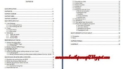 Format Daftar Isi Untuk Laporan PKL