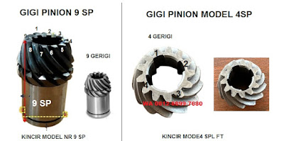 Perbedaan gigi Pinion 4SP dan 9SP pada gearbox Kincir tambak