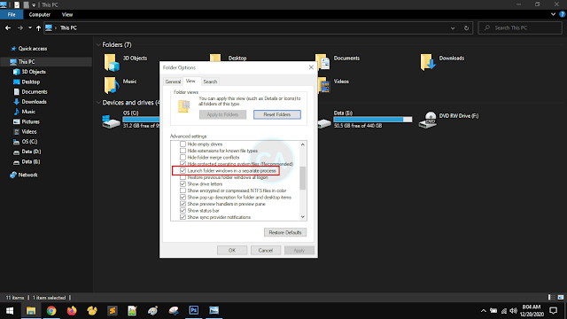 windows explorer, folder options