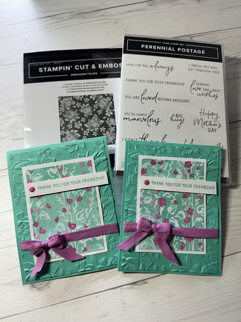 Stampin' Up! stamps and papers used to create Unbounded Beauty Greeting Cards