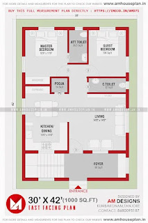 30 x 42 Perfect house construction plan for 1000 square feet