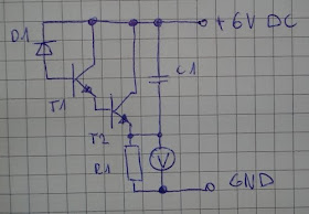 Circuit diagram of a light intensity meter with diode.