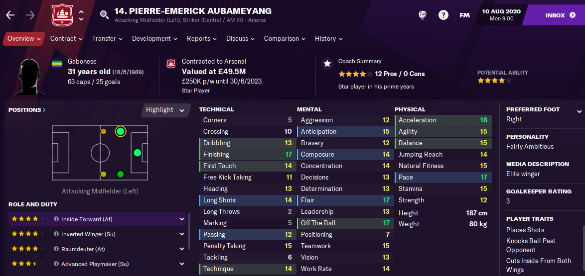 FM21 Aubameyang