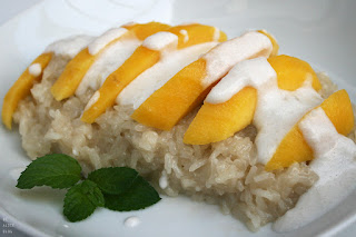 sticky rice with mango, sticky rice, mango, Thai, dessert, coconut