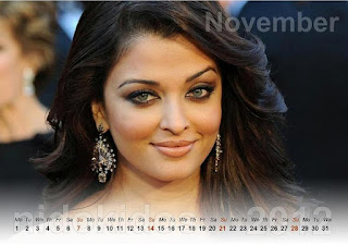 Aishwarya Rai Desktop Calendar 2012