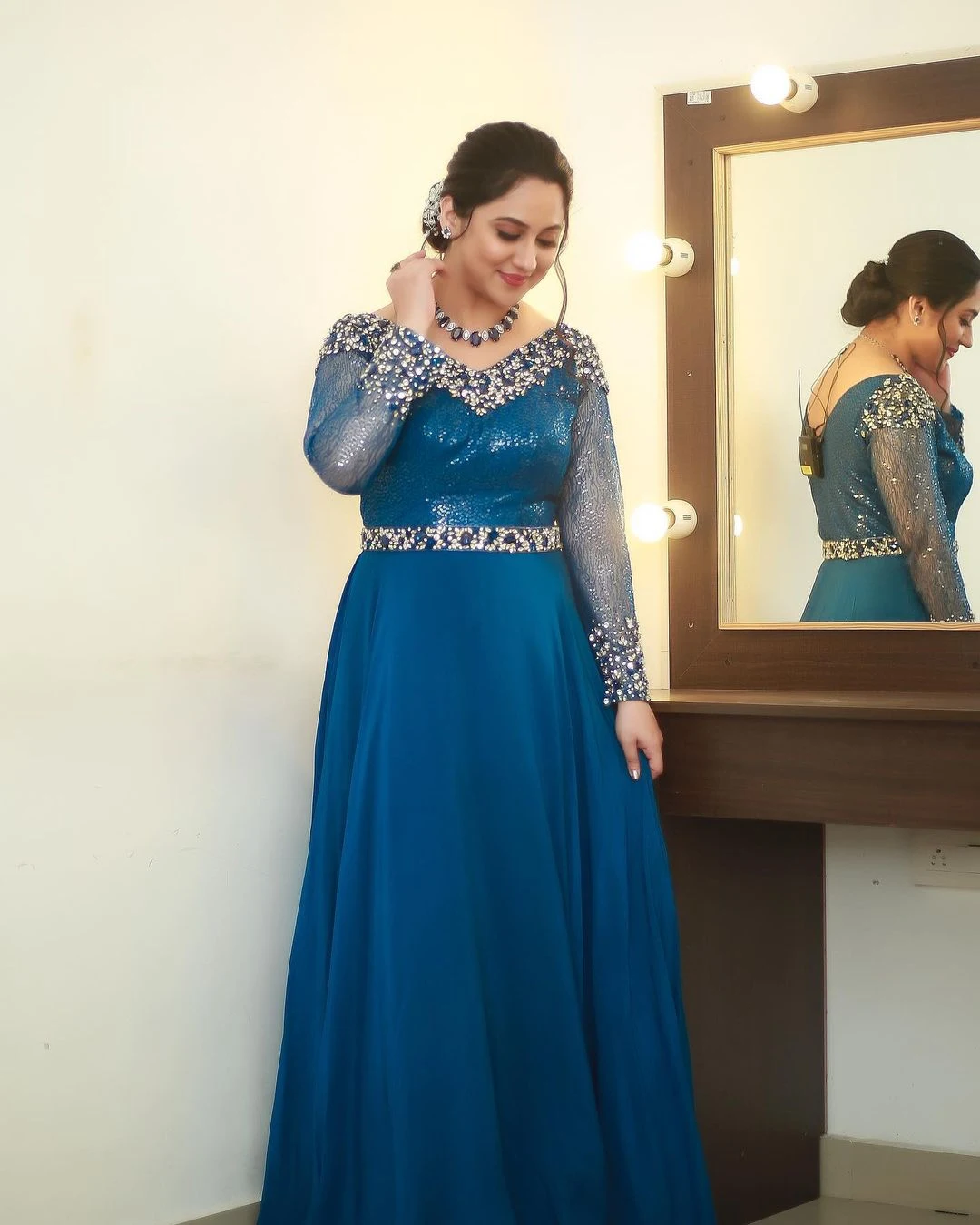 Malayalam Beauty Miya George in blue gown Photoshoot