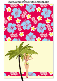 Etiquetas de Fiesta Hawaiana de Chicas para imprimir gratis.