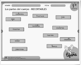 "Las partes del cuerpo" (Fichas recortables de Ciencias Naturales de Primaria)