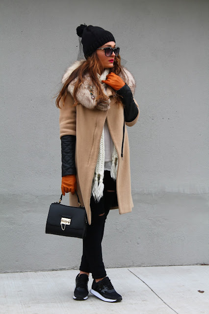 how to layer, camel coat, winter outfit, how to wear sneakers, canadian fashion blogger, fashion blogger outfit, sporty trend outfit