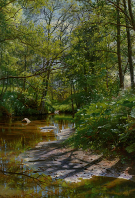 A River Landscape painting Peder Mork Monsted