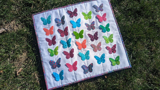 Butterfly mini quilt made with 3-D butterflies