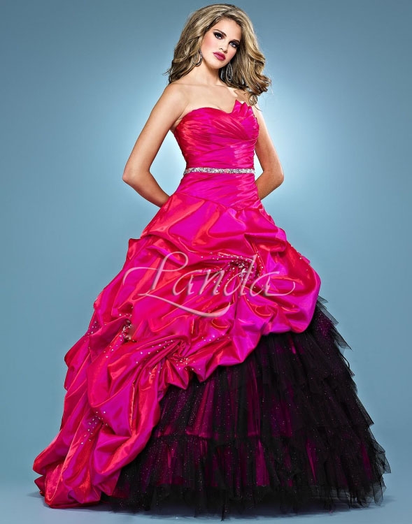 celebrity Gossip Pink  And Black  Prom  Dress 