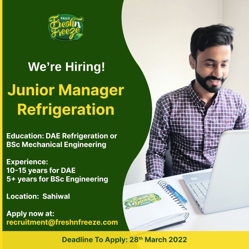 Fauji Fresh n Freeze Limited Jobs Junior Manager Refrigeration