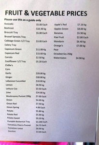 MG Veggie Prices