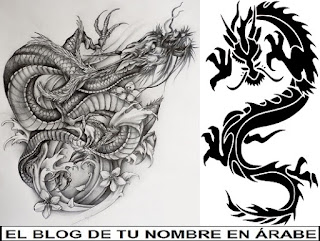 Diseños blanco y negro para tatuajes Dragon