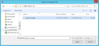 Visual Studio - Code Coverage Results - Open Coverage File - Latest Folder - data.coverage File