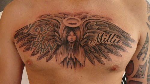 sad angel tattoo. tattoos or angel tattoo