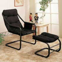 Satin Black Easy Chair & Ottoman